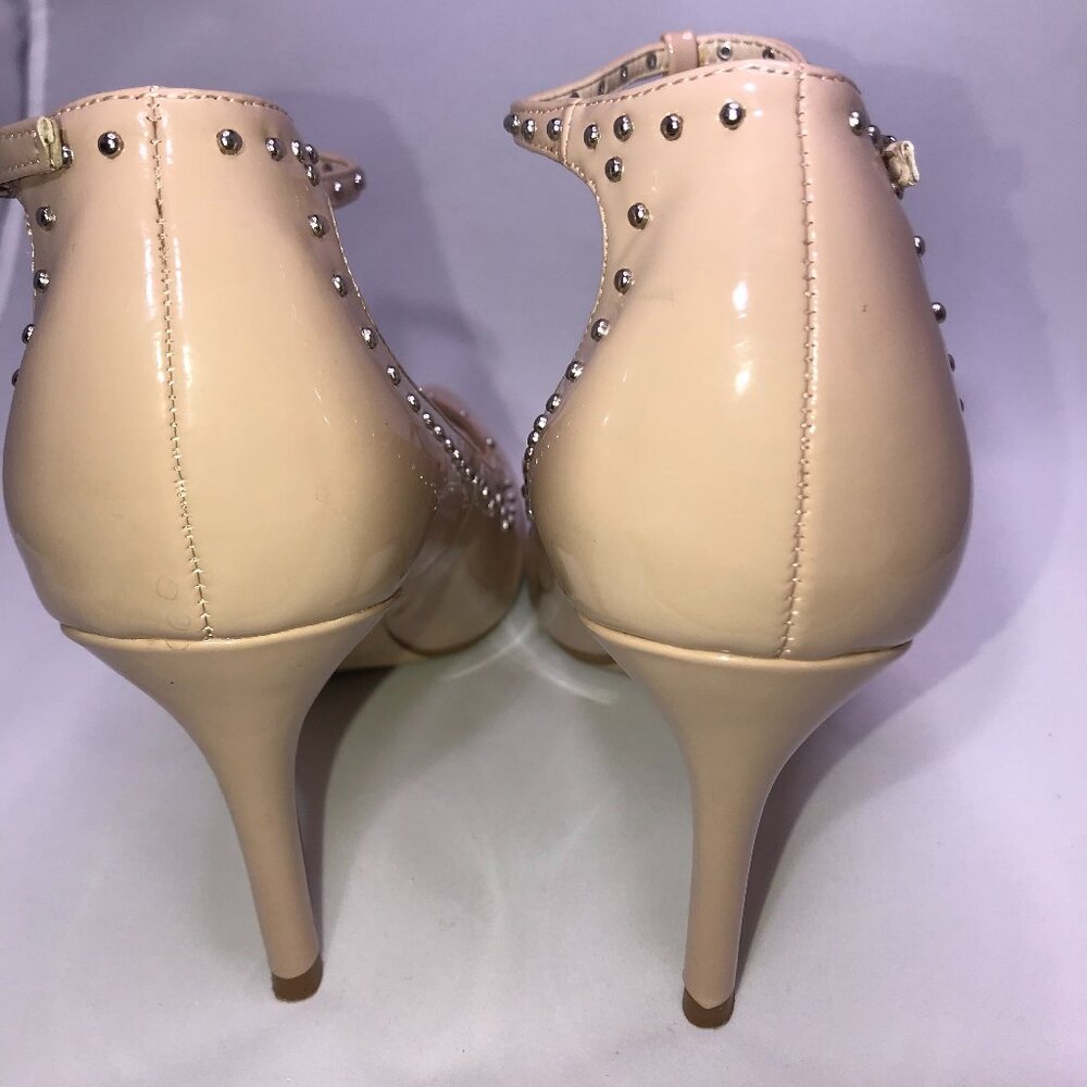 Marc Fisher Strappy Nude Studded Accent Heels SIZE 8 - Picture 3 of 6